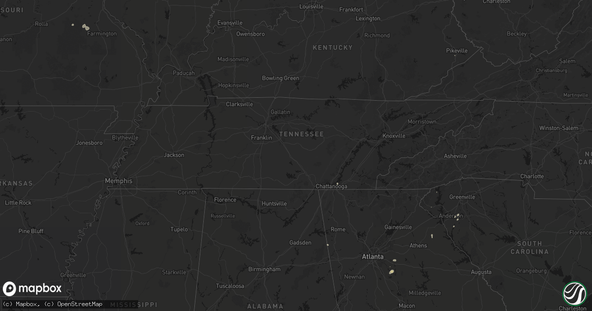 Hail map in Tennessee on August 5, 2026