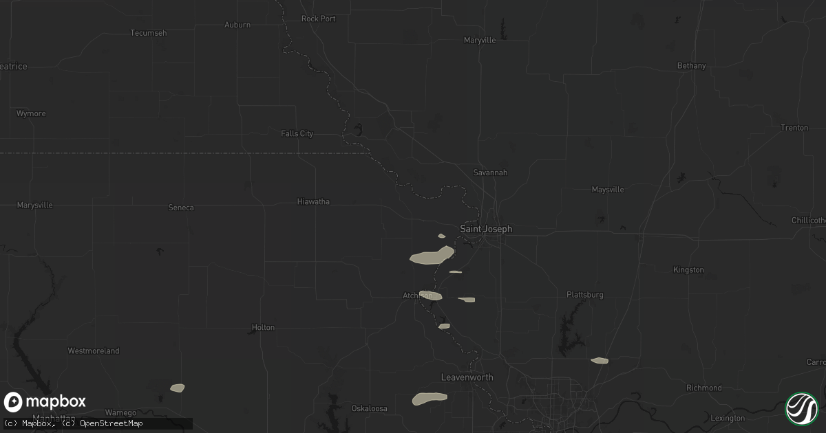 Hail map in Troy, KS on August 5, 2026