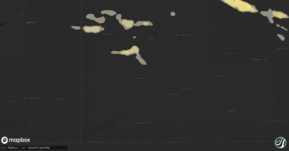Hail map in Ulysses, KS on August 5, 2026