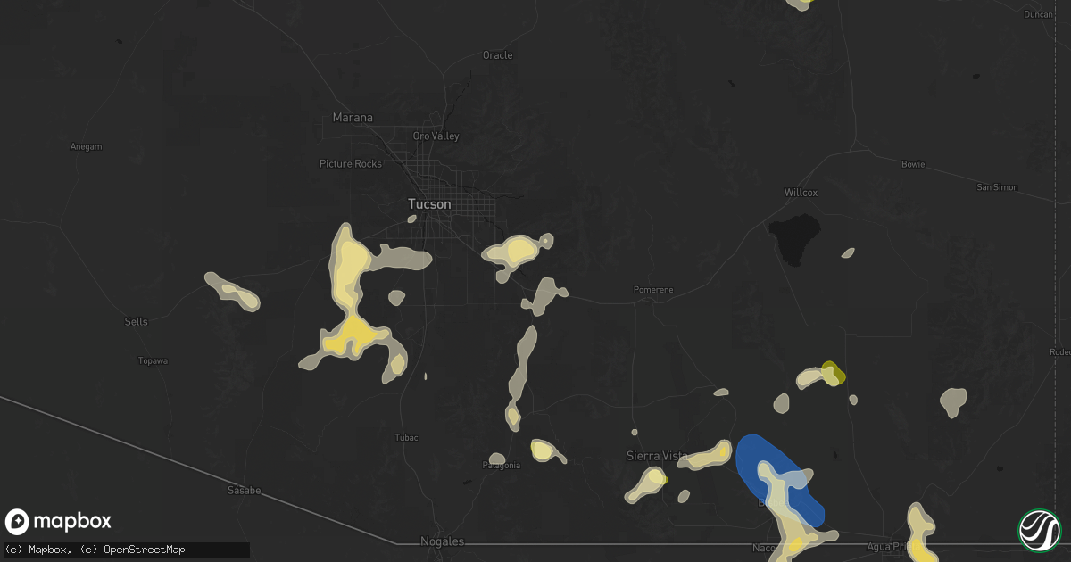 Hail map in Vail, AZ on August 5, 2026