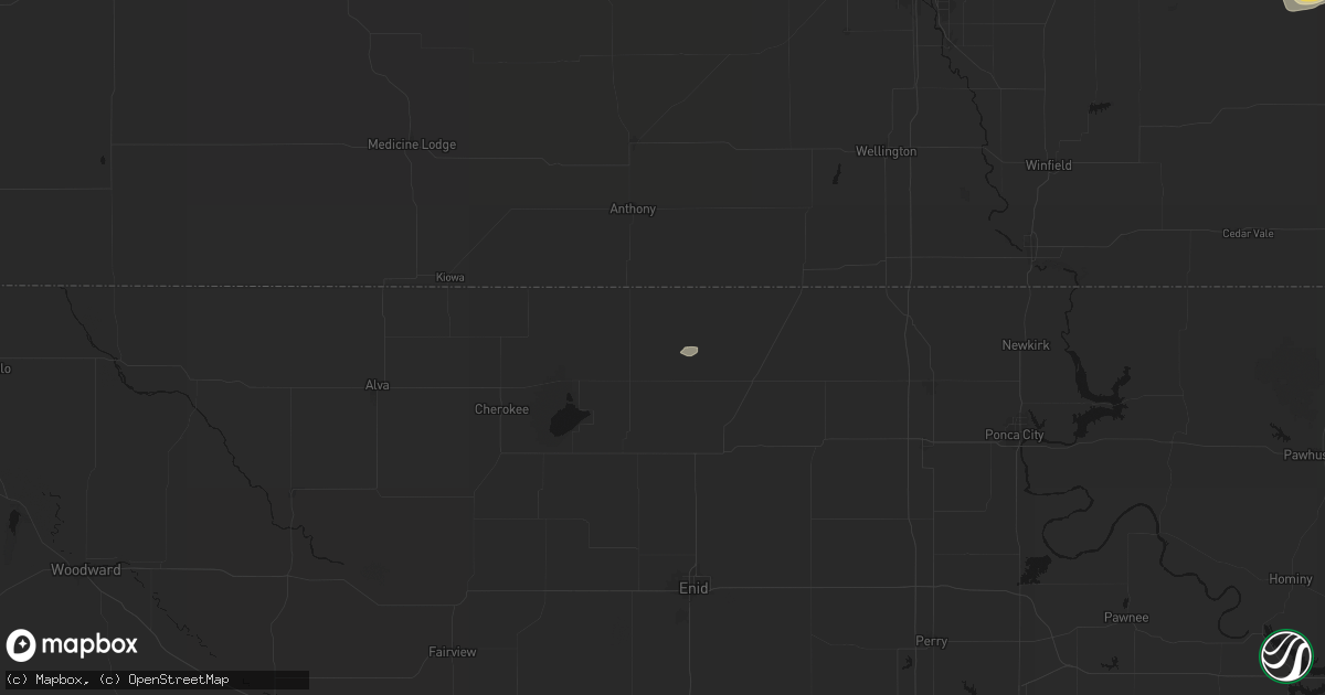 Hail map in Wakita, OK on August 5, 2026