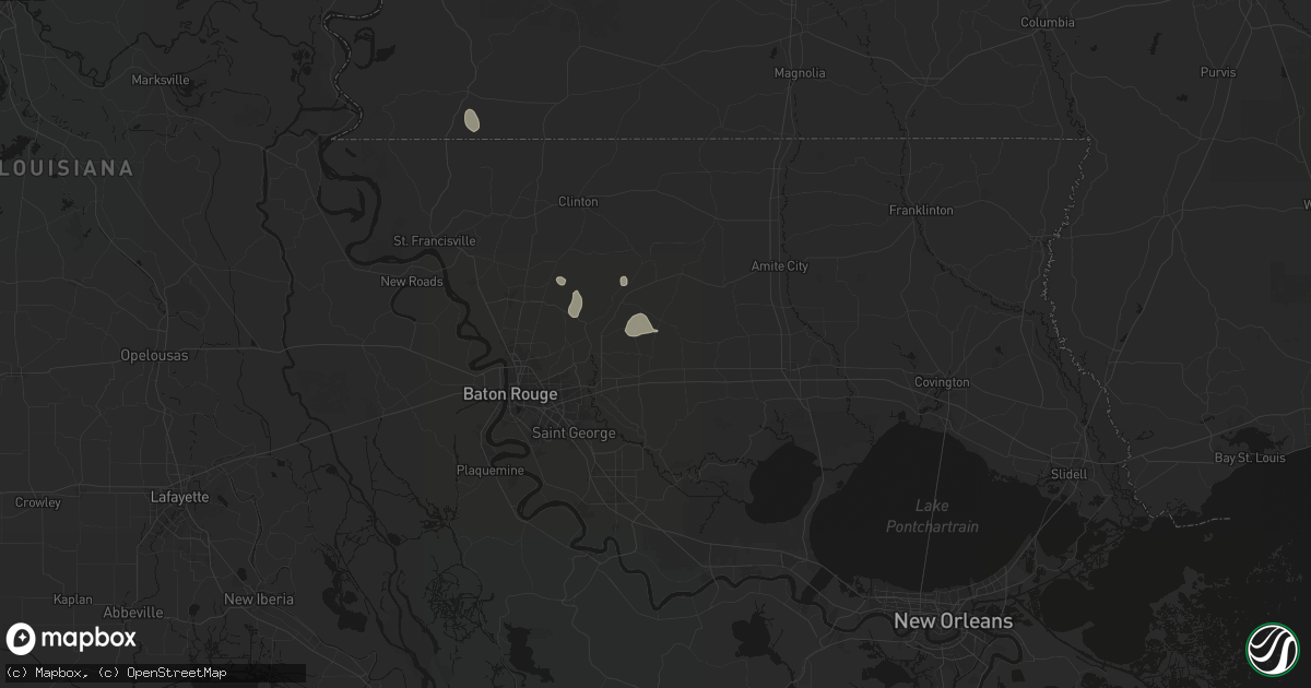 Hail map in Walker, LA on August 5, 2026