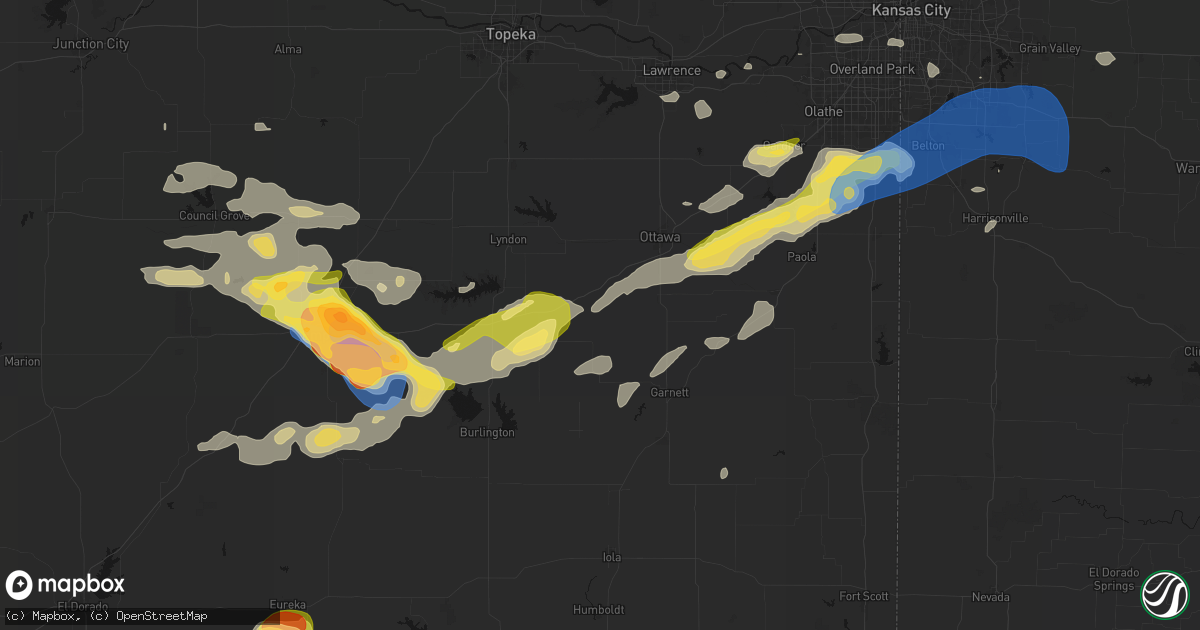 Hail map in Williamsburg, KS on August 5, 2026