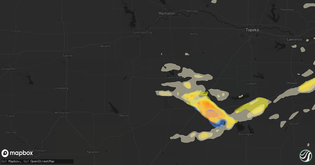 Hail map in Wilsey, KS on August 5, 2026