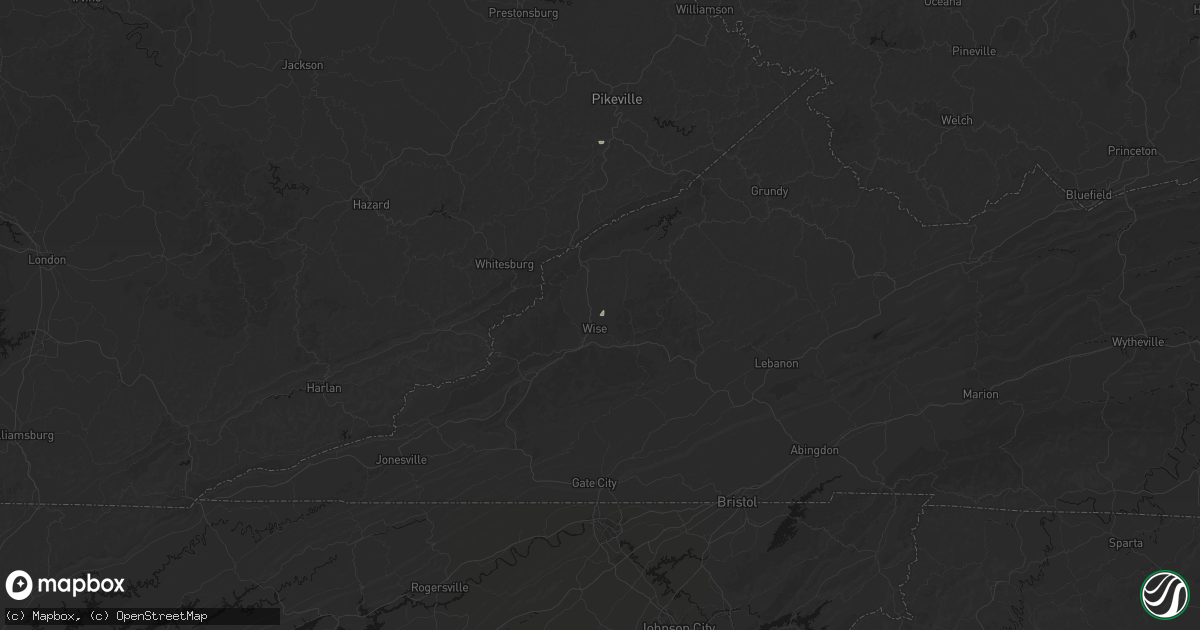 Hail map in Wise, VA on August 5, 2026
