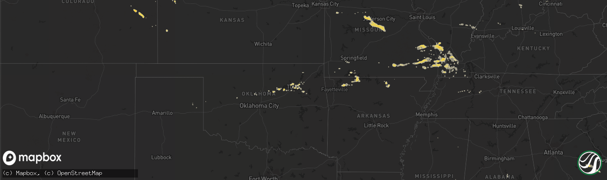 Hail map on August 6, 2011