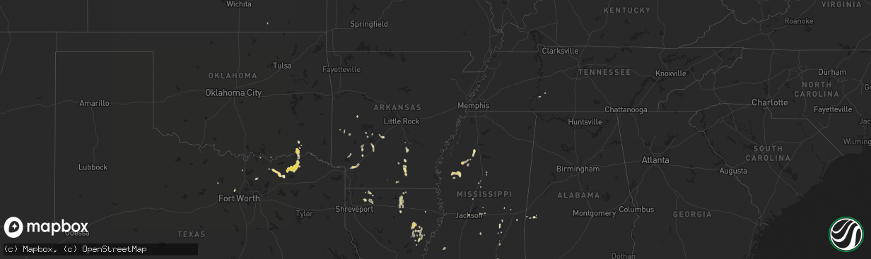 Hail map in Alabama on August 6, 2012