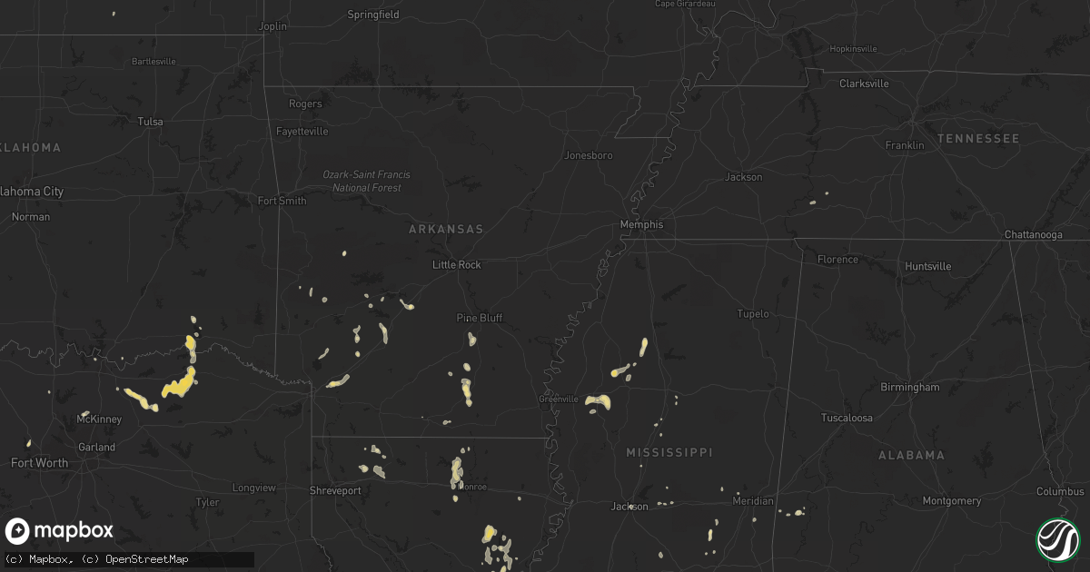 Hail map in Texas on August 6, 2012