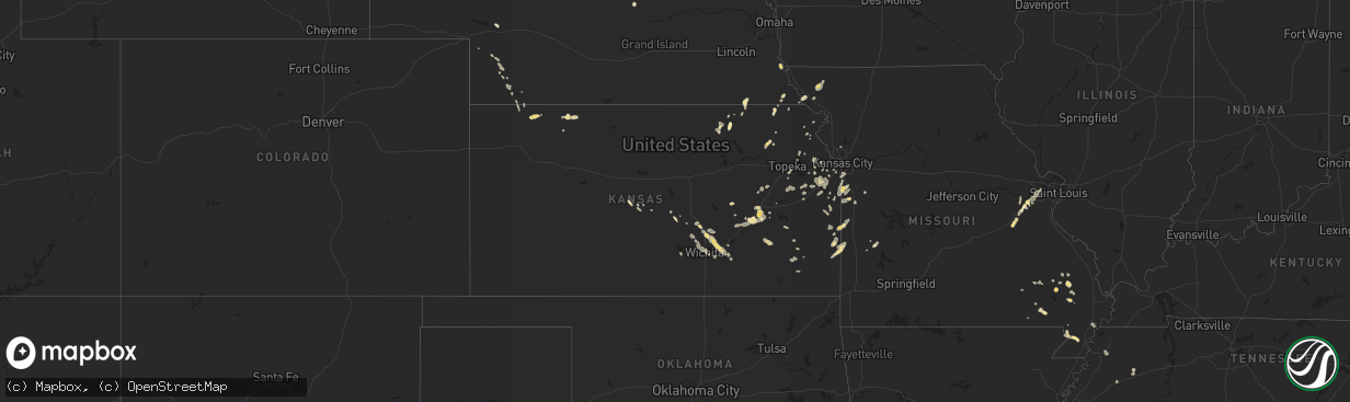 Hail map in Kansas on August 6, 2014