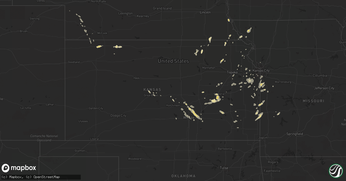 Hail map in Kansas on August 6, 2014
