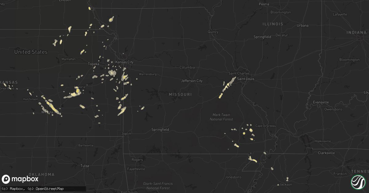 Hail map in Missouri on August 6, 2014