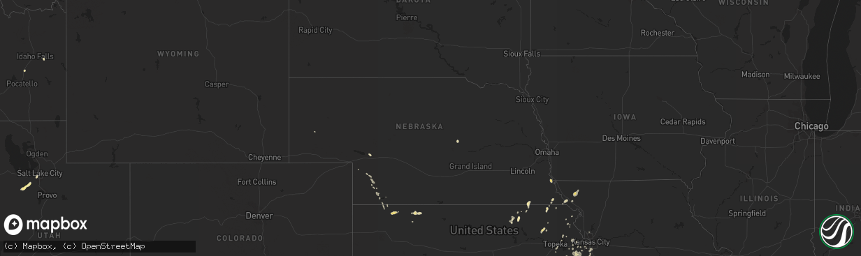 Hail map in Nebraska on August 6, 2014