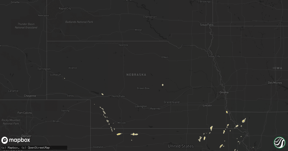 Hail map in Nebraska on August 6, 2014