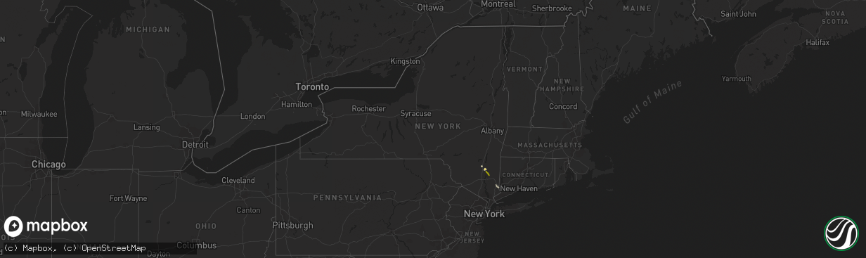 Hail map in New York on August 6, 2014