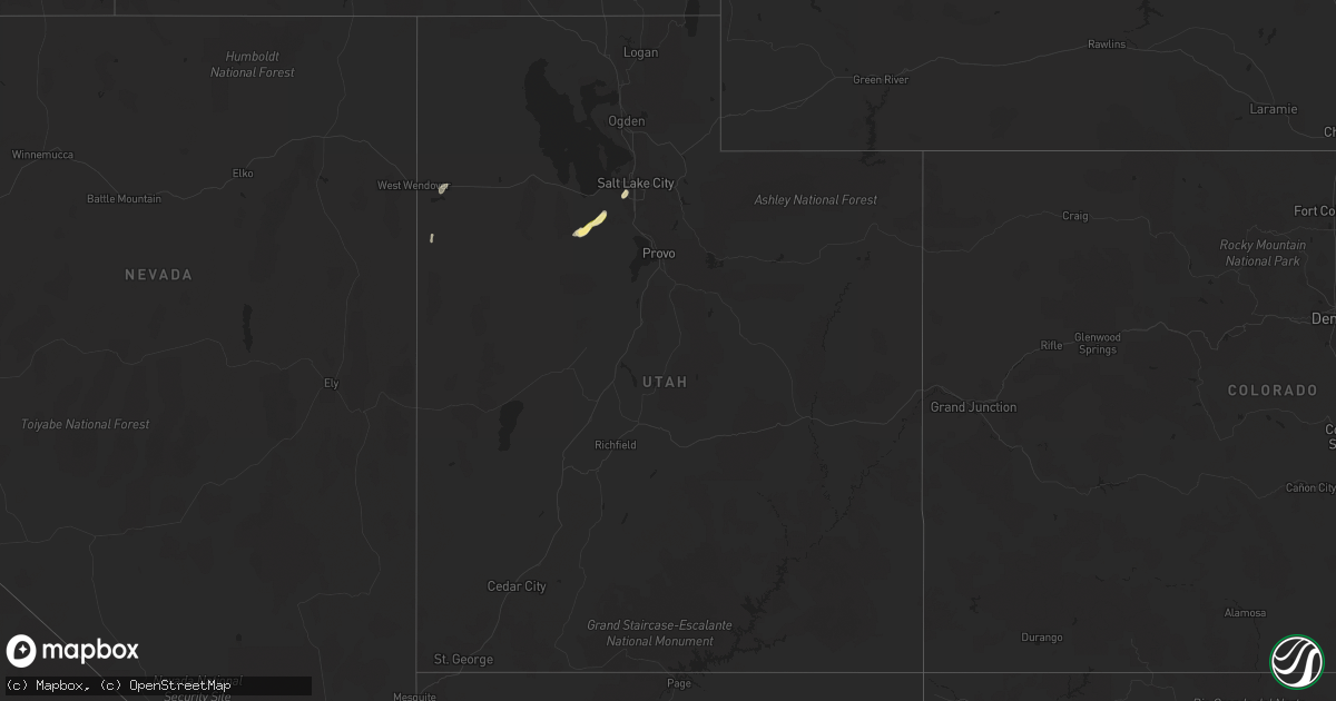 Hail map in Utah on August 6, 2014