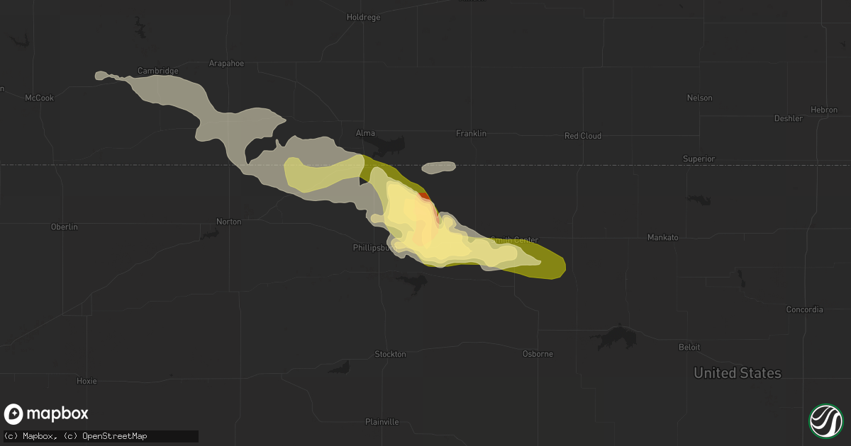 Hail map in Agra, KS on August 6, 2015