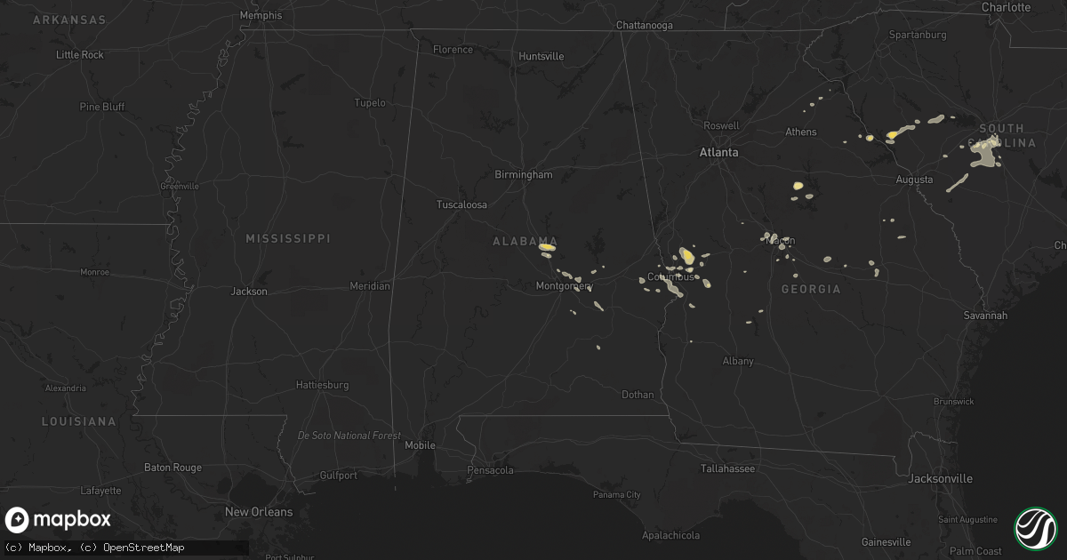 Hail map in Alabama on August 6, 2015