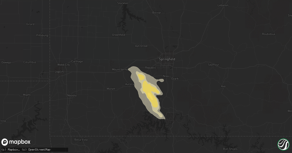 Hail map in Billings, MO on August 6, 2015