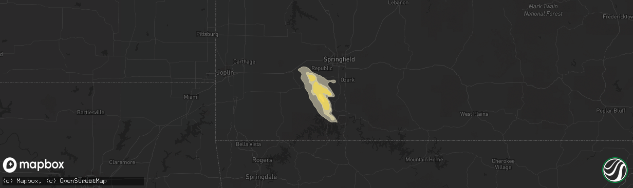 Hail map in Crane, MO on August 6, 2015