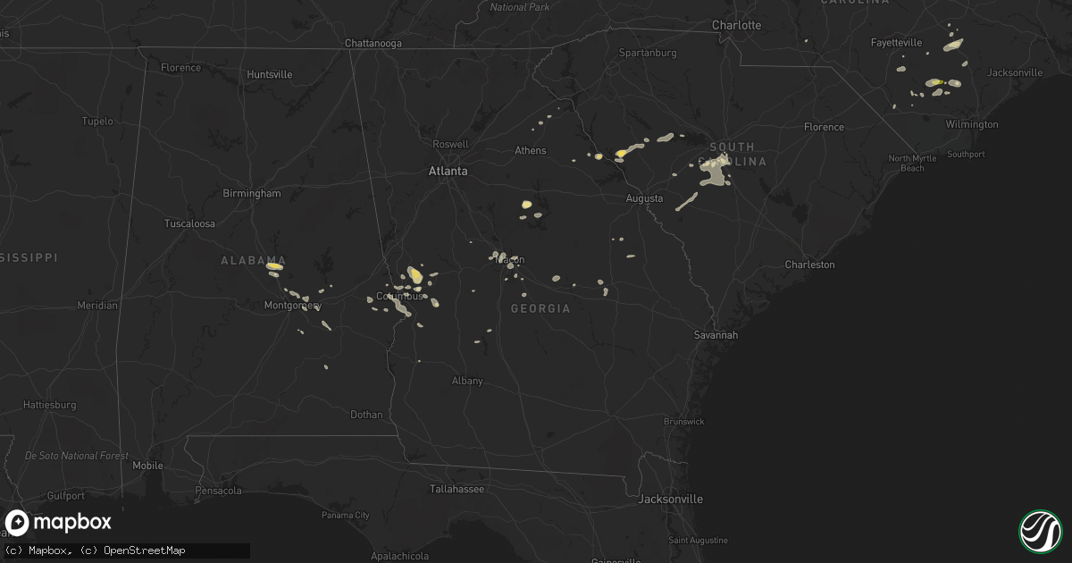 Hail map in Georgia on August 6, 2015