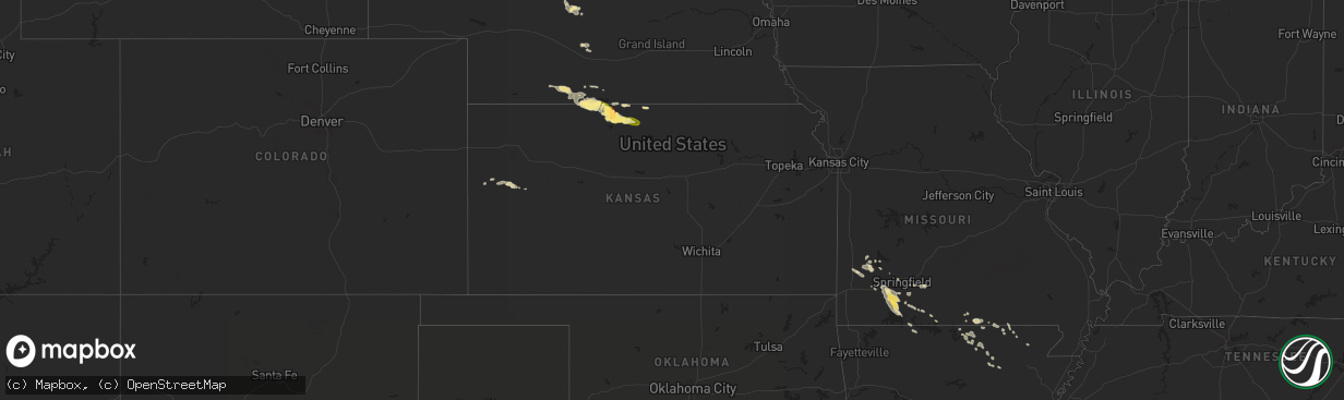 Hail map in Kansas on August 6, 2015