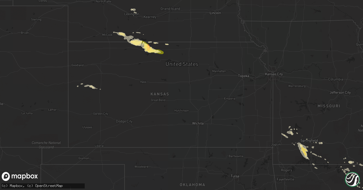 Hail map in Kansas on August 6, 2015