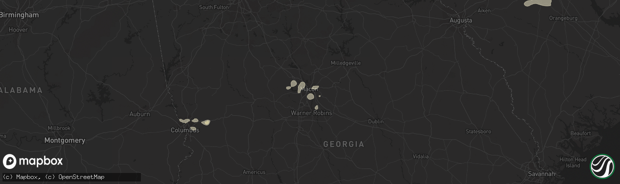 Hail map in Macon, GA on August 6, 2015