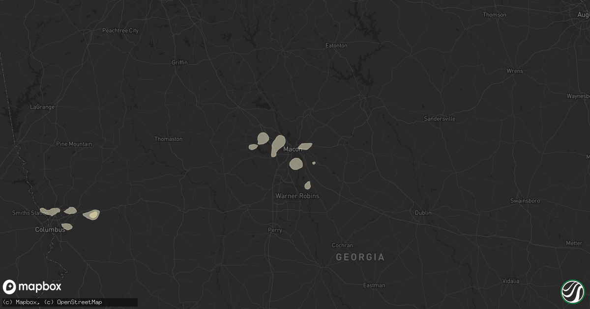 Hail map in Macon, GA on August 6, 2015