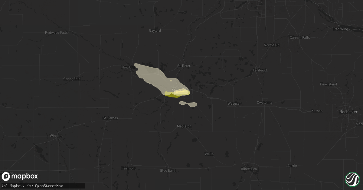 Hail map in Mankato, MN on August 6, 2015
