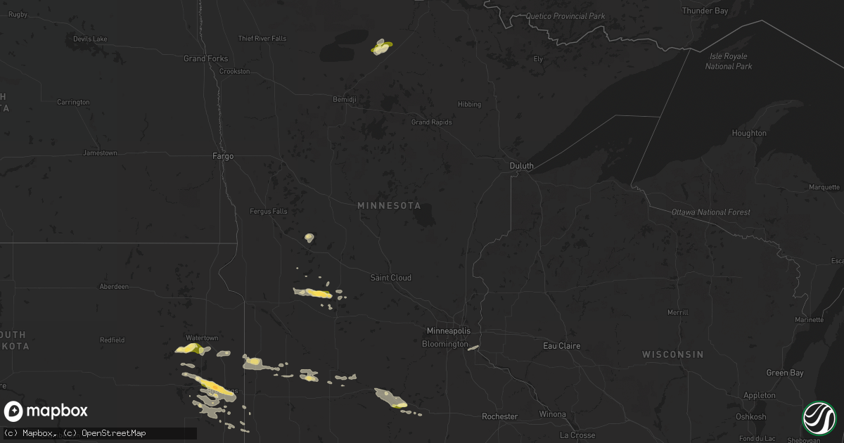 Hail map in Minnesota on August 6, 2015