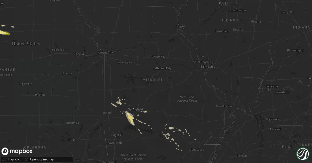 Hail map in Missouri on August 6, 2015