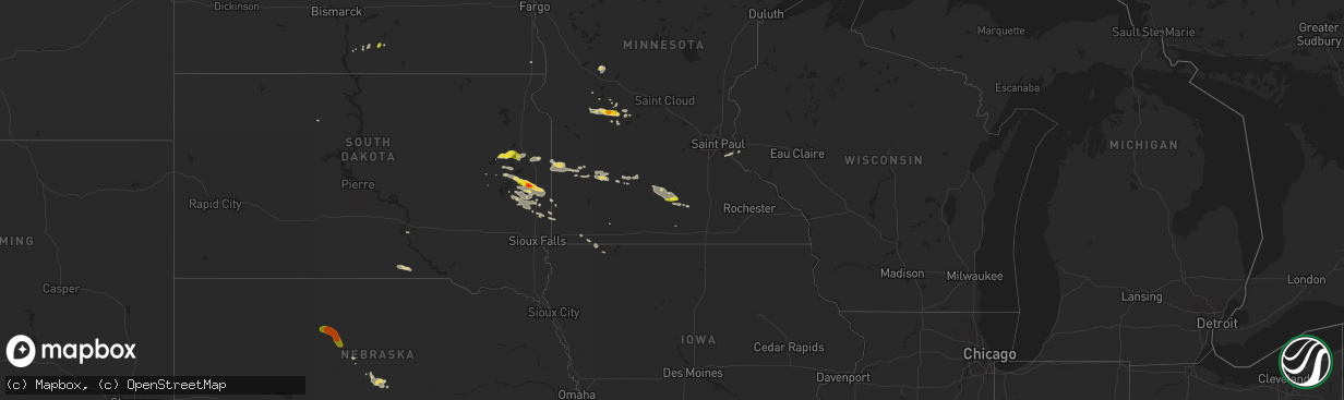 Hail map on August 6, 2015