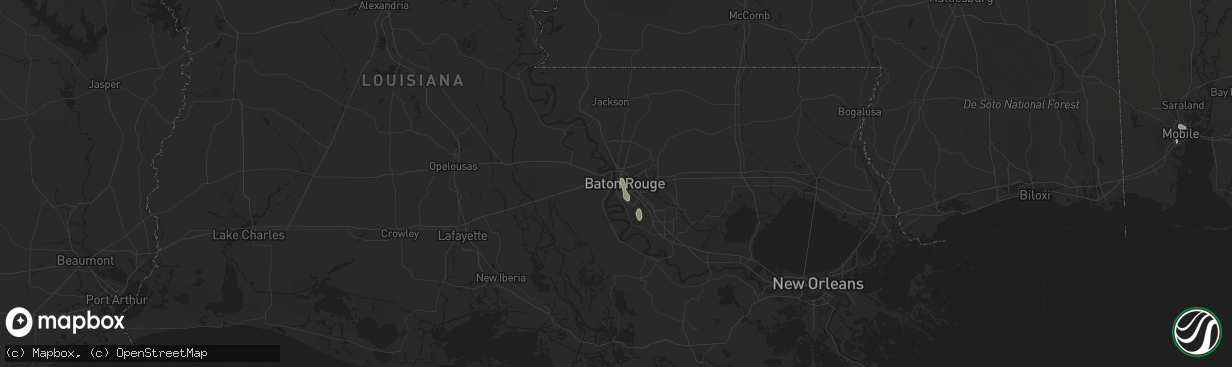 Hail map in Baton Rouge, LA on August 6, 2016