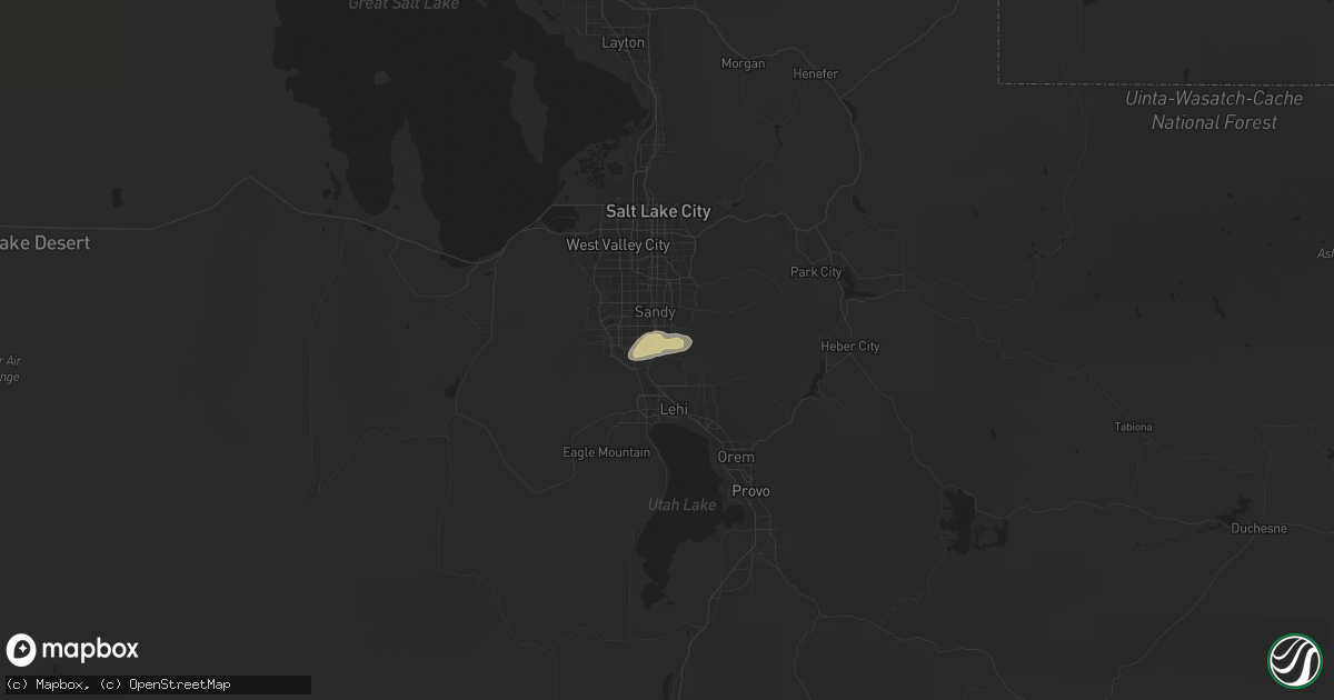 Hail map in Draper, UT on August 6, 2016