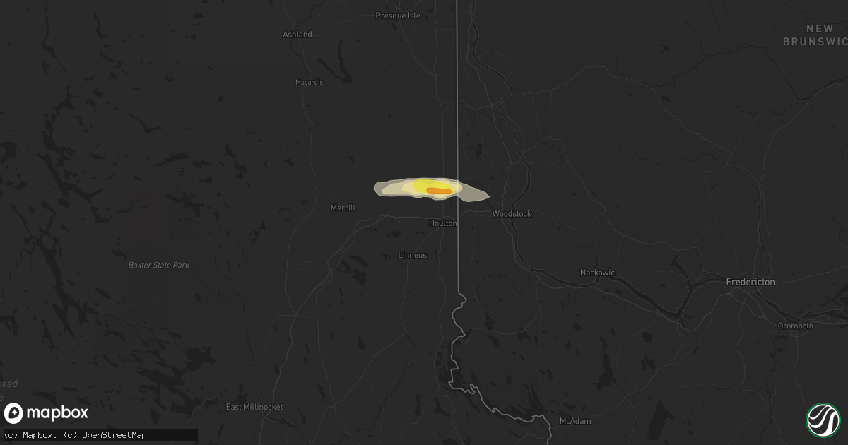 Hail map in Houlton, ME on August 6, 2016