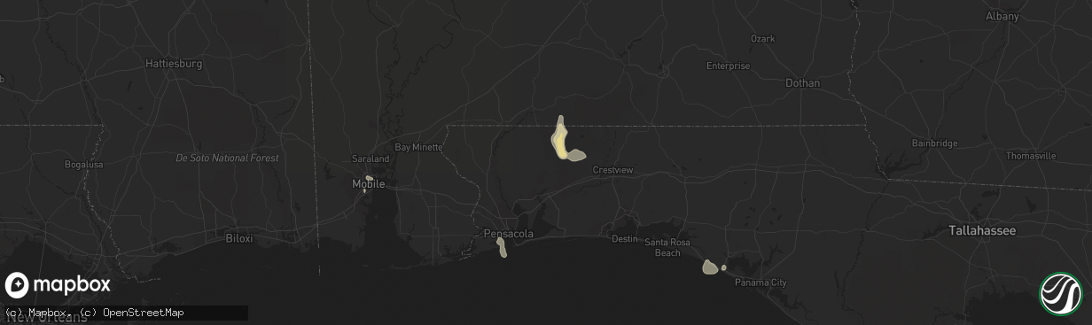 Hail map in Milton, FL on August 6, 2016