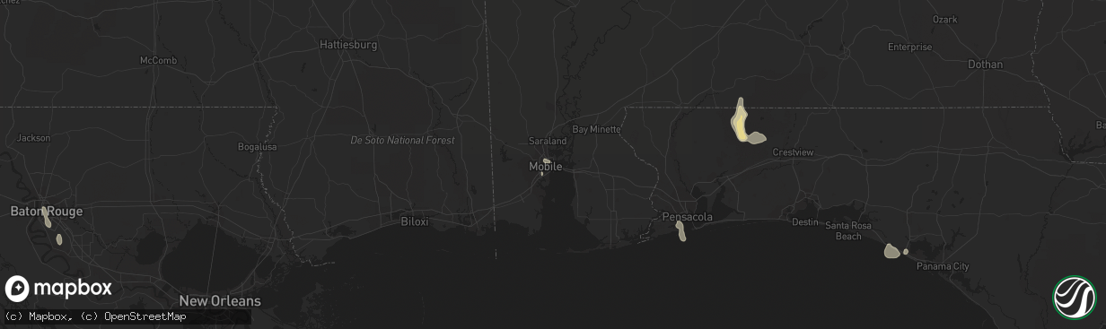 Hail map in Mobile, AL on August 6, 2016