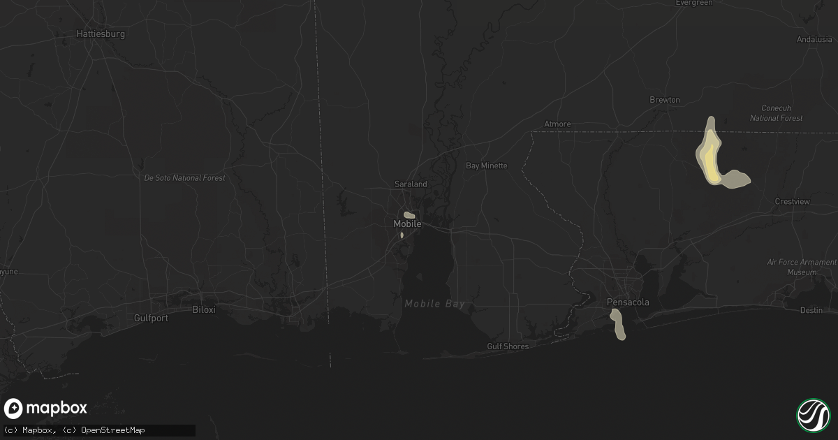 Hail map in Mobile, AL on August 6, 2016
