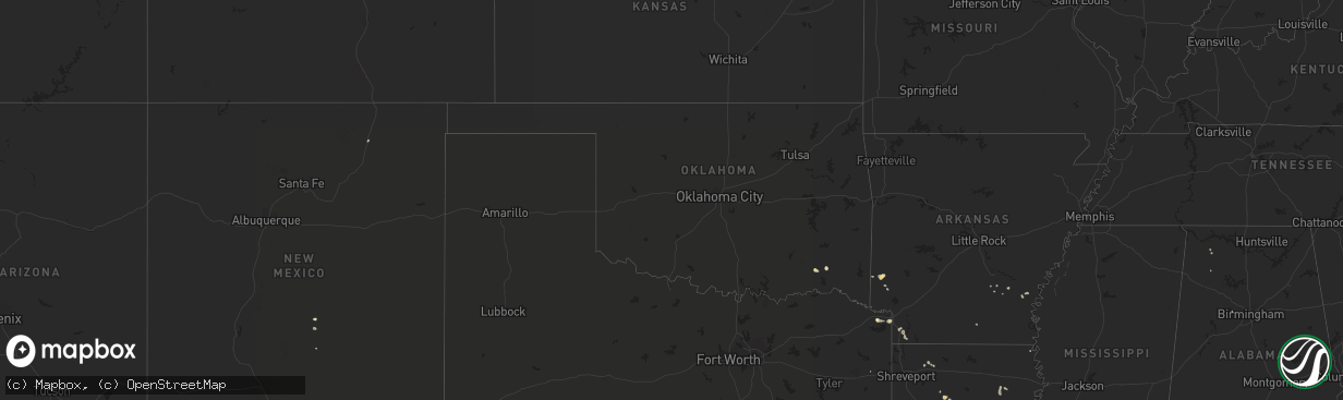 Hail map in Oklahoma on August 6, 2016