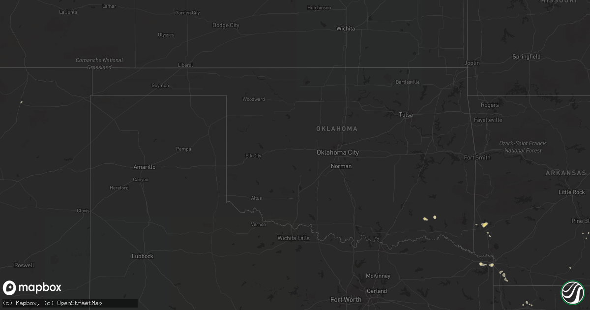 Hail map in Oklahoma on August 6, 2016