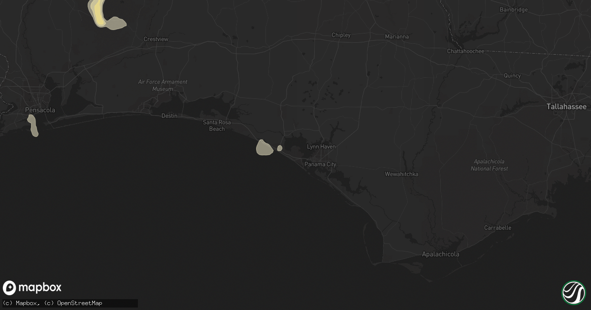 Hail map in Panama City Beach, FL on August 6, 2016