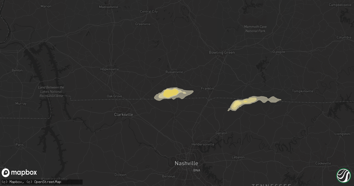 Hail map in Adairville, KY on August 6, 2017