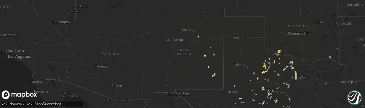 Hail map in New Mexico on August 6, 2017