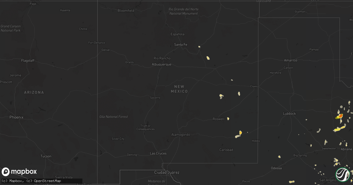 Hail map in New Mexico on August 6, 2017