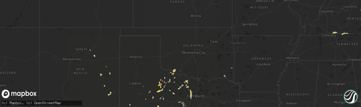 Hail map in Oklahoma on August 6, 2017