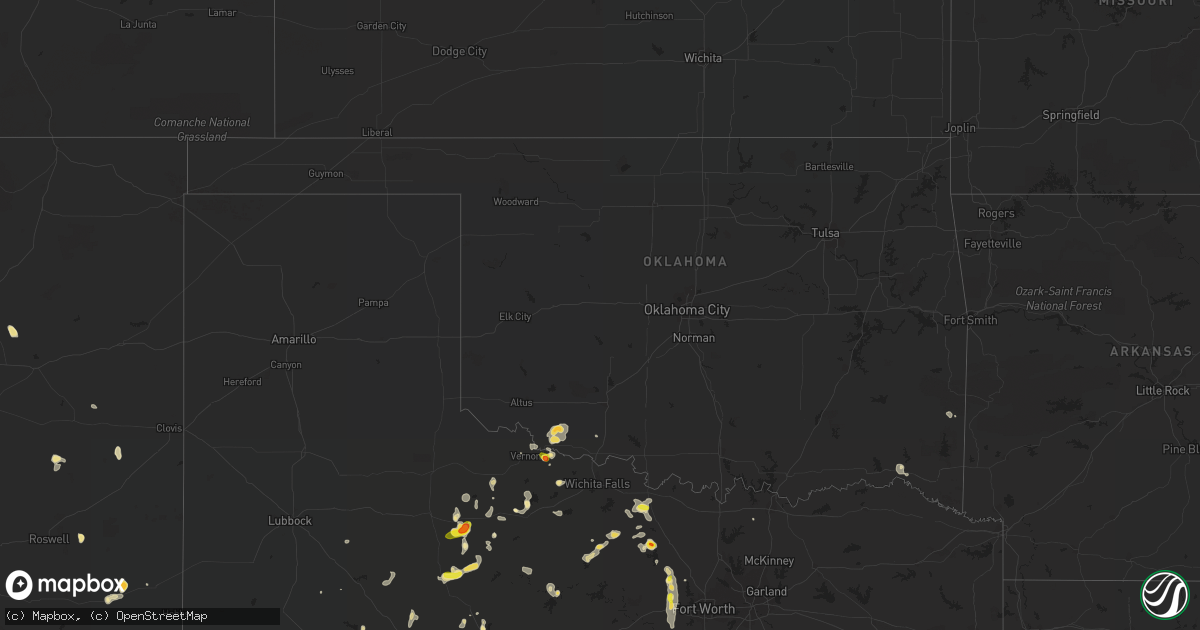 Hail map in Oklahoma on August 6, 2017