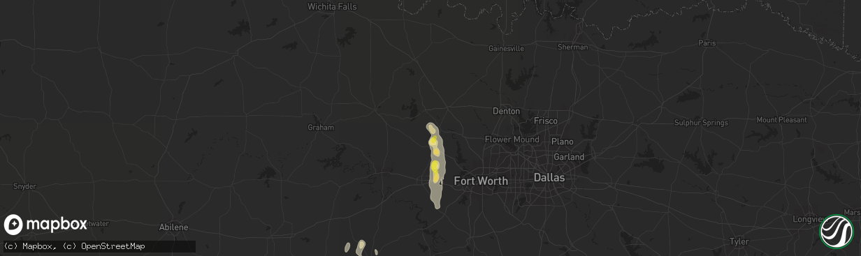 Hail map in Paradise, TX on August 6, 2017