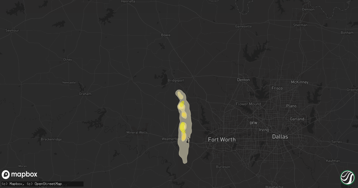 Hail map in Paradise, TX on August 6, 2017