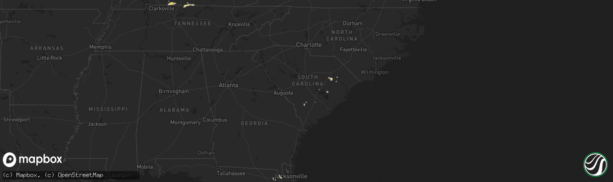 Hail map in South Carolina on August 6, 2017