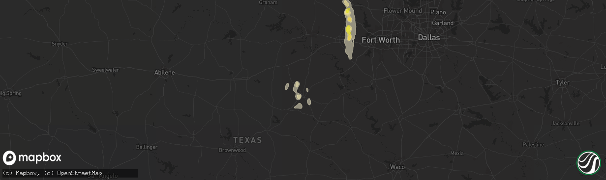 Hail map in Stephenville, TX on August 6, 2017